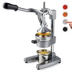 Eurolux Cast Iron Citrus Juicer | Extra-Large Commercial Grade Manual Hand Press | Heavy Duty Countertop Squeezer for Fresh Orange Juice (Bonus Stainless Steel Cup) (Gray)