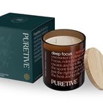 PURETIVE Scented Candles, DeepFocus | Orange, Bergamot, Grapefruit | 100% Pure Soy Wax Scented Candle | Strong Fragrance | Infused with Pure Essential Oils | 35 hrs Burn time | Two Wick 480 Grams