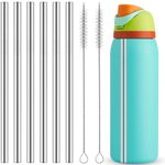 Mity rain 8PCS Metal Straw for Owala - Metal Straws Reusable and Straw Cleaning Brush Compatible with Owala FreeSip 40OZ,Stainless Steel Straws for Owala Straw Replacement