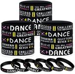 36 Pack Dance Party Favors Bracelet Ballet Motivational Wristband Silicone Rubber Bracelet with Inspirational Quote Messages Dance Gifts for Girls Award Prize for Dancer Ballerina(Black)