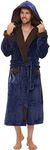 Mens robe with hood Mens Hooded Robe Mens Soft Warm Fleece Plush Robe with Hood Full and Knee Length Bathrobe