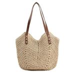 MAIRO LIFESTYLE Womens Straw Wicker Handmade Boho Summer Beach Braided Shoulder Bag (Beige)