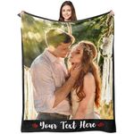 Personalized Blanket with Picture, Custom Soft Fleece Throw Blanket with Photos Text, Customized Photo Collage Blankets Valentines Day Gifts for Husband Wife Boyfriend Girlfriend Couple Women Men