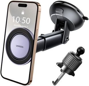 UGREEN Magnetic Car Phone Mount Compatible with MagSafe Car Mount - [2024 Upgraded] 3-in-1 Car Phone Holder Dashboard Windscreen Air Vent Compatible with MagSafe Case iPhone 16 15 14 13 12 Pro Max