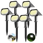 Solar Spot Lights Outdoor 6 Pack, Upgrade Led Outdoor Light Solar & Type C Powered, 3 Lighting Modes Auto ON/Off Yard Landscape Spotlights, Waterproof Garden Wall Light for Walkway Driveway-Cool White