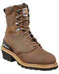 Carhartt Men's 8" Waterproof Composite Toe Leather Logger Boot CML8369, Crazy Horse Brown, 10 Wide