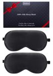 BeeVines Silk Sleep Mask for Men, 2 Pack 100% Natural Mulberry Silk Eye Mask with Adjustable Strap, Sleeping Aid Blindfold for Nap, Soft Eye Sleep Shade Cover, 100% Blocks Light Reduces Puffy Eyes (Black)