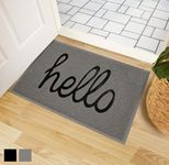 Gorilla Grip 100% Water Resistant All Weather Hello Door Mat, Dirt Grabber Mesh Welcome Doormat, Stain and Fade Resistant, Low Profile Entryway Mats for Home Front or Back Entrance, 30x17 Gray/Black