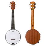 Kmise Banjo Ukulele 4 String Concert Banjos Classic Style Professional Musical Instrument