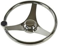 MARINE CITY 3 Spoke Marine Grade Stainless-Steel 13-1/2 Inches Steering Wheel With Knob For Boat Yacht