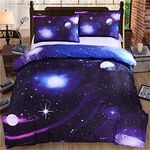 Galaxy Luxury Duvet Cover King 3 Pieces Reversible Sky Universe Moon Printed Bedding Quilt Cover with Zipper Closure for Bedding Decro, Soft Microfiber King Size 230x220cm