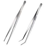 Tangoowal 12 Inch Stainless Steel Tongs Tweezers with Precision Serrated Tips for Surgical & sea Food,Heavy Duty Tweezer Tongs for Cooking Crafting Repairing