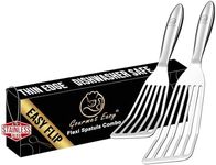 Stainless Steel Fish Spatula Set – 1 Large + 1 Small Metal Spatula for Kitchen, Perfect for Flipping Fish, Pancakes, Eggs & More, Slotted Design, Essential Stainless Steel Kitchen Utensils Set