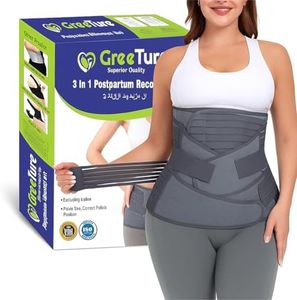 GREETURE 3-in-1 Postpartum Belt After Delivery – Abdominal Belt for Women Tummy Control | Pregnancy Belts After Delivery | Maternity Belt After C-Section | Abdominal Binder for Post Pregnancy Recovery (Universal) (Beige)