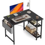 CubiCubi 40 Inch Small L Shaped Computer Desk with Storage Shelves Home Office Corner Desk Study Writing Table, Black