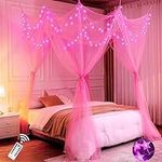Pink Bed Canopy with Lights for Gir