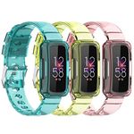 Compatible with Fitbit Ace 3/Luxe/Inspire 2 Bands, Soft Silicone Wristband Waterproof Replacement Strap Adjustable Bracelet Watch Band for Fitbit Ace 2/Inspire HR Fitness Tracker (3*ColorB)