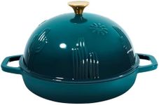 Flavehc Bread Oven Cast Iron Bread Dutch Oven with Cloche Lid for Bread Baking Darkcyan Enameled Cast Iron Bread Oven with Dome Lid for Sourdough 5 qt