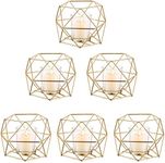 Nuptio Tea Light Candle Holders - Votive Candle Holder for Tealight & Pillar Candles Geometric Gold Candle Stand for Wedding Table Reception Decor Birthday Party Gifts Home Mantel Centrepieces, 6 Pcs