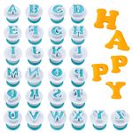 26 Pieces Alphabet Cookie Cutter Icing Letter Cutters Fondant Cake Decorating Cutter Biscuits Embosser Baking Mold for Wedding Birthday Christmas Baby Shower Party Cake Decoration