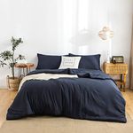 COTTEBED All Seasons Comforter Set King Size Blanket Comforter with Pillowsham Sliky Super Soft Washable Cotton Microfiber Shaggy Comy Fluffy Comforter & 2 Pillow Shams, Dark Navy Blue, King/Cal King