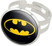 GRAPHICS & MORE Batman Classic Bat Shield Logo Silver Plated Adjustable Novelty Ring