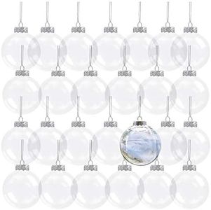 Kingrol Paquete de 30 bolas de plástico transparentes, rellenables, de 8 cm, para proyectos de manualidades, Navidad, bodas, fiestas, decoración del hogar