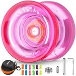 MAGICYOYO K2 Responsive Yoyo for Kids, Crystal Yoyo Professional for Fingerspin Trick, Dual Purpose Plastic Yoyo with Extra Unresponsive Yoyo Bearing for Advanced + 12 Yoyo Strings + Yo Yo Bag (Pink)