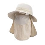 Gustave Synthetic Mens Sun Hat Wide Brim Summer Sun Cap Uv Protection Fishsing Hat Foldable Bucket Hat Outdoor, Beige, Free Size