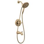 Delta Faucet Arvo 14 Series Single-Handle Tub and Shower Trim Kit, Shower Faucet with 4-Spray In2ition 2-in-1 Dual Hand Held Shower Head with Hose, Champagne Bronze 144840-CZ-I (Valve Included)