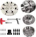 4 Inch Wood Lathe Chuck Set 1" x 8 tpi, Self Centering 4 Jaw Wood Turning Chuck 5pc (4 jaw chuck set 5pc)