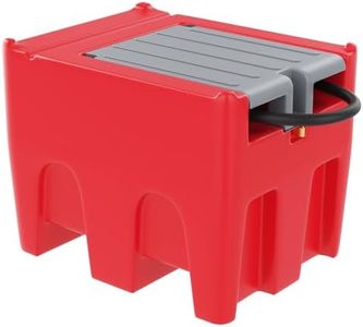 Garvee Portable Fuel Tank, 116 Gallon Diesel & Gasoline Transfer Tank With 12V Electric Pump, 10 GPM Flow Rate, 13.1 ft Hose, Auto Fueling Nozzle , Durable Fuel Transfer Tank for Easy Transportation, Red-Gray