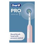 Oral-B Pro 1 Electric Toothbrush For Adults, With 3D Cleaning, 1 Toothbrush Head, Gum Pressure Control, 2 Pin UK Plug, Pink, Travel Electric Toothbrush, Rechargeable Toothbrush For Adults