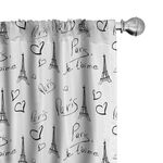 Ambesonne Paris Curtains, World Capital City of Love French European Hand Drawn Sketch Eiffel Illustration, Window Treatments 2 Panel Set for Living Room Bedroom, Pair of - 28" x 84", White Charcoal