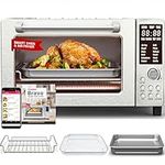 Nuwave Bravo 12-in-1 Air Fryer Toaster Oven Combo, Airfryer Convection Oven Countertop, 1800 Watts, 21-Qt Capacity, 50°-450°F Temp Controls, 65 Recipes & 4 Accessories, Silver- Stainless Steel