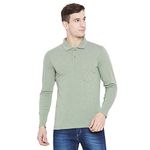 CAMEY Long Sleeve Polo Shirt with Pocket (Large, Dark Green)