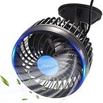 HueLiv Car Fan 12V Electric Vehicle Fan with Suction Cup Cooling Fan Plugs into Cigarette Lighter, Powerful Silent and Stepless Speed Change 360 Degree Rotatable Car Fans for Summer Cooling