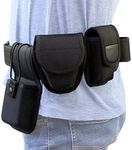 ROCOTACTICAL 5-in-1 Police Duty Web Belt Kit with Duty Belt, Universal Radio Pouch, Handcuff Case, MK3 Pouch &Light Holder, Security Modular Law Enforcement Duty Belt with Pouches (Large 40"-44")