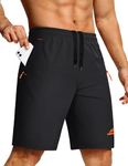 TACVASEN Gym Shorts for Men Quick Dry Lightweight Workout Mans Gym Athletic Sport Running Shorts Stretch Basketball Black Shorts with 3 Zipper Pockets
