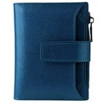 Small Leather Purse for Women, RFID Blocking Bifold Ladies Card Holder Wallet with id Window(Peacock Blue)