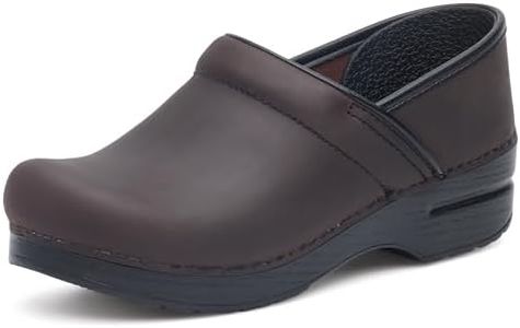 Dansko Women’s Professional Slip-On Clogs –Rocker Sole and Arch Support for Comfort-Ideal for Nursing, Food Service, Healthcare Antique Brown/Blk 8.5-9 Wide US