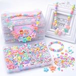 SYGA Plastic Beads for Kids Crafts Children's Jewelry Making Kit DIY Bracelets Necklace Hairband and Rings Craft Kits Birthday for 4, 5, 6, 7-Year-Old Little Girls(DIYBeadsSet-9) Multicolor