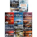 Ann Cleeves Shetland Series Collection 8 Books Set (Blue Lightning, Raven Black, White Nights, Red Bones, Cold Earth, Thin Air, Dead Water, Too Good To Be True)