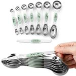 Spring Chef Magnetic Measuring Spoons Set, Dual Sided, Stainless Steel, Fits in Spice Jars, Pistachio, Set of 8, 2 Pack