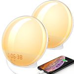 Dekala 2PACK Sunrise Alarm Clocks for Bedrooms, Wake Up Light with Sunrise Simulation, Clock Radio Dual Alarms & Natural Sounds, Snooze & Sleep Aid, FM Radio, 7 Colors Night Light