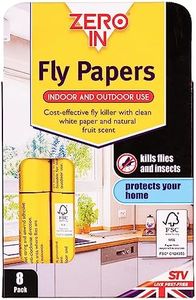 Zero In Fly Papers FSC - 8-Pack FSC Compliant, Sticky Natural Trap Controls Flies, Fungus Gnats, Fruit Flies, Mosquitoes and Bugs, White