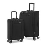 Samsonite Saire LTE Softside Expandable Luggage with Spinner Wheels, Black, 2-Piece Set (20/24), Saire LTE Softside Expandable Luggage with Spinner Wheels