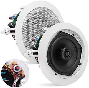 Pyle Ceiling and Wall Mount Speaker -5.25” 2-Way 70V Audio Stereo Sound Subwoofer Sound with Dome Tweeter, 300 Watts,In-Wall & In-Ceiling Flush Design for Home Surround System - Pyle PDIC53T (White)