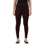 GO COLORS Women Dark Wine Mid Rise Cotton Ankle Length Leggings - XL