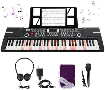 61 Key Keyboard Piano for Beginners with Lighted Learning Keys, Digital Piano with Headphones, Microphone & Dust Cover, Portable Keyboard Piano